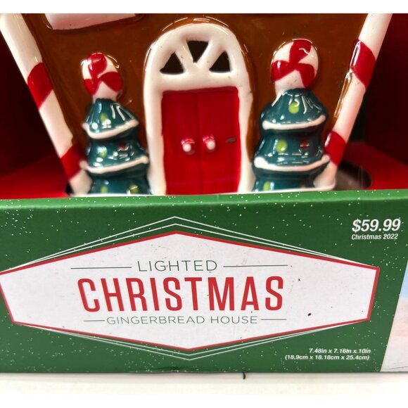 Lighted Christmas Gingerbread House Decor With Colorful Lights & Peppermint Acce - Picture 10 of 10